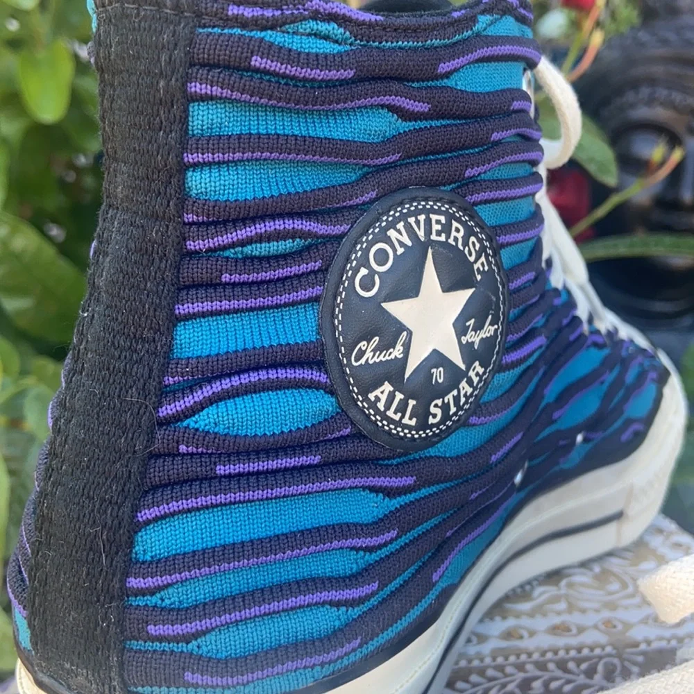 New Chuck 70 Blue Knit Converse Hi Top Sneakers - Picture 3 of 16